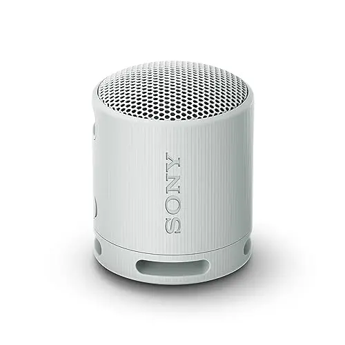 Sony Altavoz Bluetooth SRS-XB100, Ligero, Compacto, Altavoz Resistente al Agua y al Polvo IP67, hasta 16 h de batería, Correa Adaptable, Gris Claro