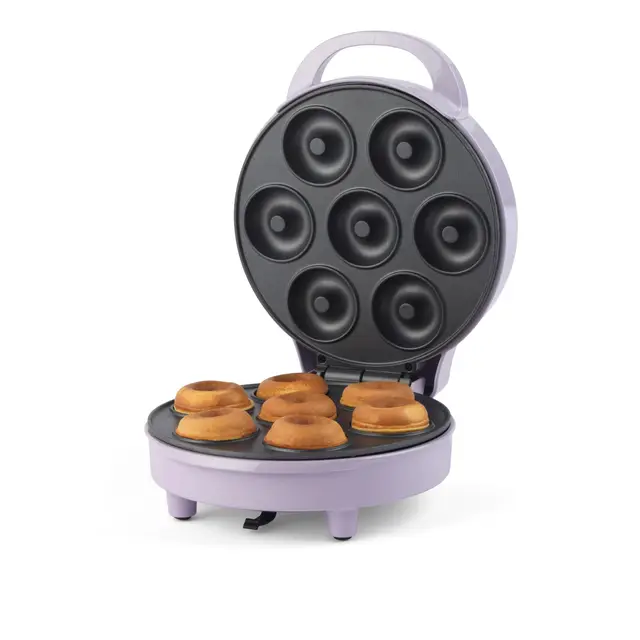 Giles & Posner Mini Doughnut Maker - Placas de cocina antiadherentes para 7 donuts, máquina de donuts fácil de limpiar, máquina de golosinas para niños, apagado automático, luces indicadoras, 1000W.