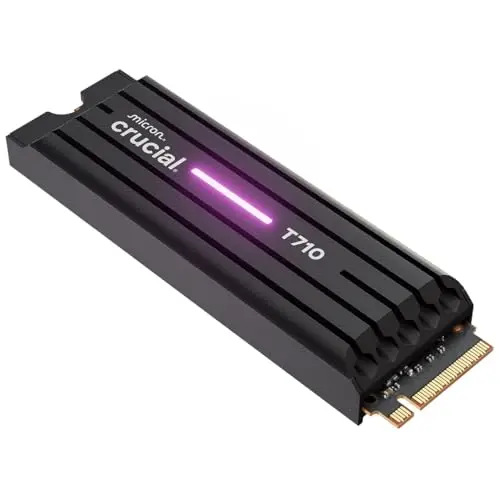 Crucial T710 SSD 4TB PCIe 5.0 x4 Gen5 NVMe M.2 con Disipador, Velocidades de lectura hasta 14500 MB/s, escritura 13800 MB/s, Ordenador de Sobremesa e PS5, TLC NAND - CT4000T710SSD5-01
