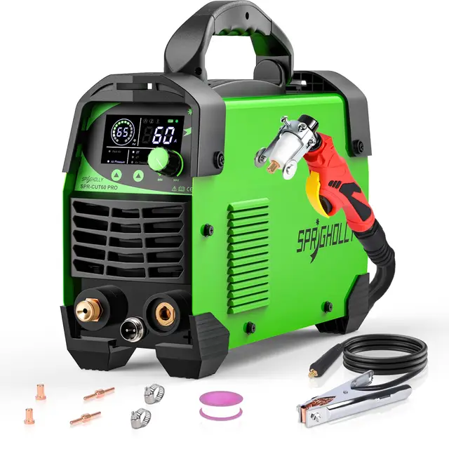 CUT60 PRO 60A IGBT Cortadora de Plasma 240V - Corte máximo acero 16mm, corte limpio 10mm - Pantalla LED digital, modo 2T/4T, protección sobrecarga, arranque fácil
