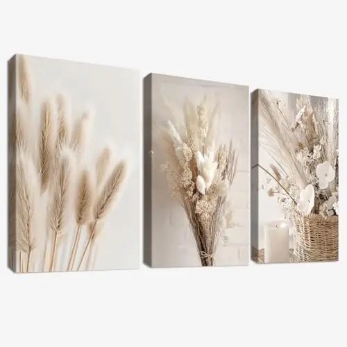 halflemart 3 pcs boho pampas cuadro
