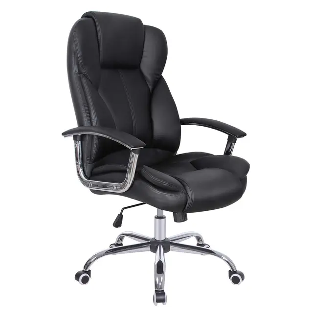SONGMICS Silla de Oficina, Silla de Escritorio, Silla de Juego con Reposabrazos, Silla de Ordenador, Silla Ejecutiva, Altura Ajustable , para Estudio, Negro Tinta OBG57B