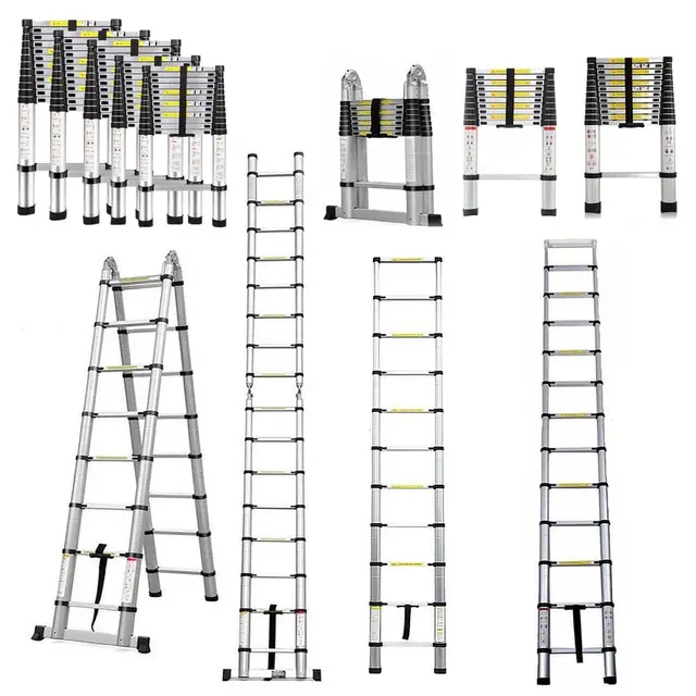Escalera Telescópica Extensible de Aluminio, Plegable, Con Certificación EN131, Resistencia a 150 kg, 4,4 m - Ideal para Loft