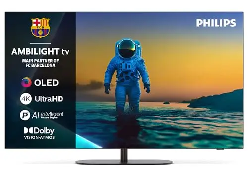 Philips Ambilight 42OLED820 4K OLED Smart TV - Pantalla de 42 Pulgadas con P5 AI Picture, Google TV, Dolby Vision y Sonido Dolby Atmos - Funciona con Alexa y Asistente de Google