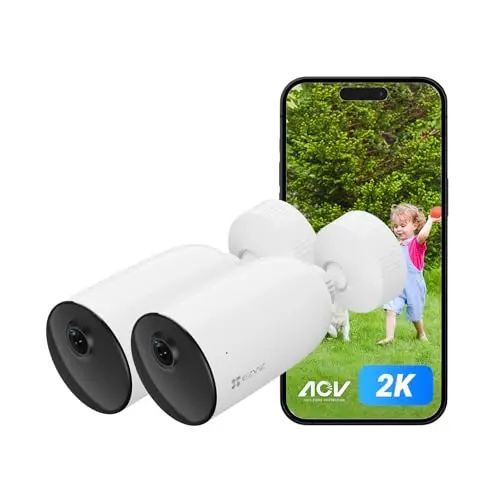 EZVIZ CB3 (2-Pack) Cámara Vigilancia WiFi Exterior 2K, AOV Modo, Detección de Persona, Batería Recargable, Visión Nocturna en Color, Llamada Bidireccional,Defensa Activa