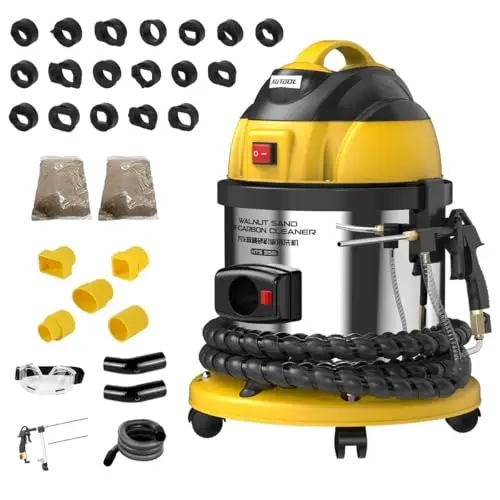 AUTOOL Maquina Chorro de Arena, 220V HTS558 Walnut Sandblasting Máquina de Limpieza de Válvulas de Admisión/de Cilindros de Motor/de Depósitos Carbonosos, con 2kg Abrasivo,Normas Europeas