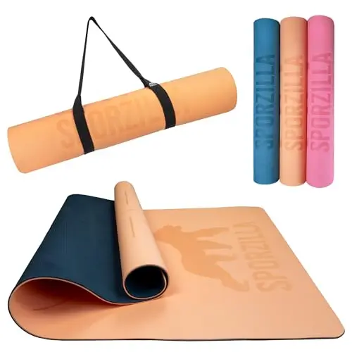 Esterilla Premium de Fitness y Yoga, extra ancha de 80 cm, grosor de 8 mm, antideslizante y atóxica, con líneas guía