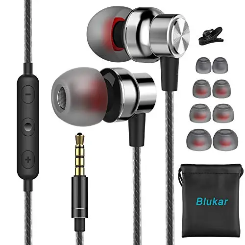 Blukar Auriculares In Ear, Auriculares con Micrófono y Cable Cómodo | Reducción, Ruido Sonido Estéreo Control de Volumen, Todos los Dispositivos de Headphones de 3.5mm