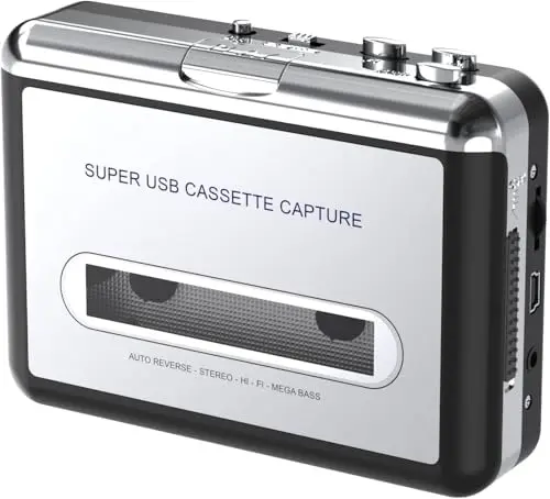 Reproductor de casete – Grabador portátil con auriculares – Convierte cintas de audio en MP3 digital, compatible con ordenador portátil/PC/Mac, para entretenimiento, viajes, deportes ligeros (plata)