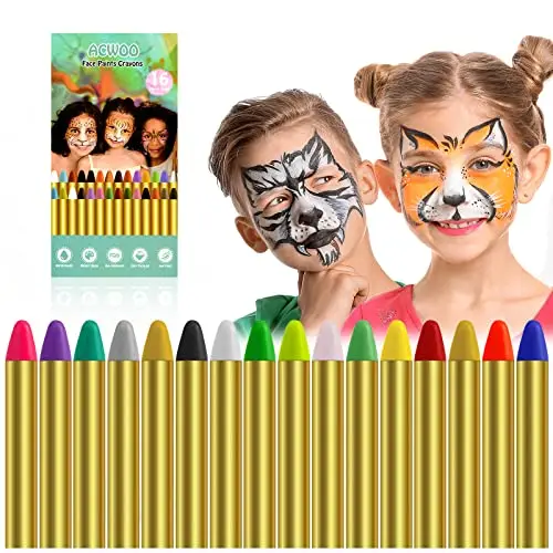 acwoo 16 colores pintura facial crayones