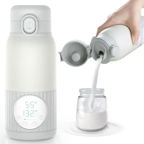 Calentador de biberones portátil para bebé batería de 380 ml para leche materna agua 10000 mAh calentamiento rápido control de temperatura preciso 100W larga duración de la batería (Gris Verde)