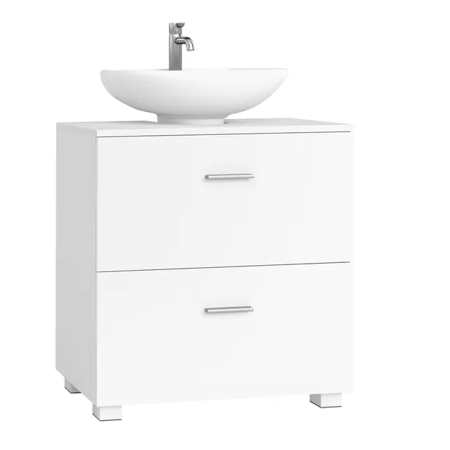 VASAGLE Custos Collection - Mueble Bajo Lavabo Móvil con 2 Amplios Cajones, Patas Altas, Apto para Varios Lavabos, 30 x 60 x 63,8 cm, Blanco Nube BBK521WB01