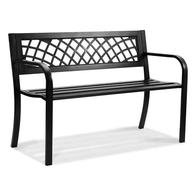 VEVOR Banco de Jardín de Metal con Respaldo y Reposabrazos 116 cm