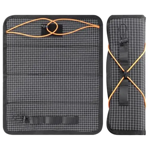 AiQInu Esterilla Camping Impermeable, 35x30cm Alfombrilla Plegable, Cojines de Asiento Ligeros, Cojín Plegable Ultraligero de Nylon para Senderismo, Pesca, Picnic y Acampada, Negro