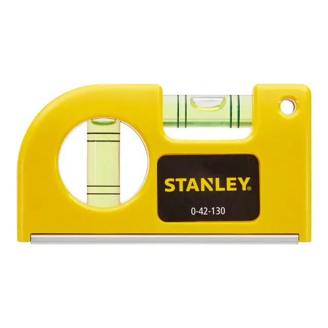 STANLEY 0-42-130 Nivel de Bolsillo, con 2 Burbujas, Estructura Compacta de Aluminio, Base Magnética, Precisión 2 mm/m, Ancho 11.5 cm, Altura 2 cm, Peso 0.09 kg