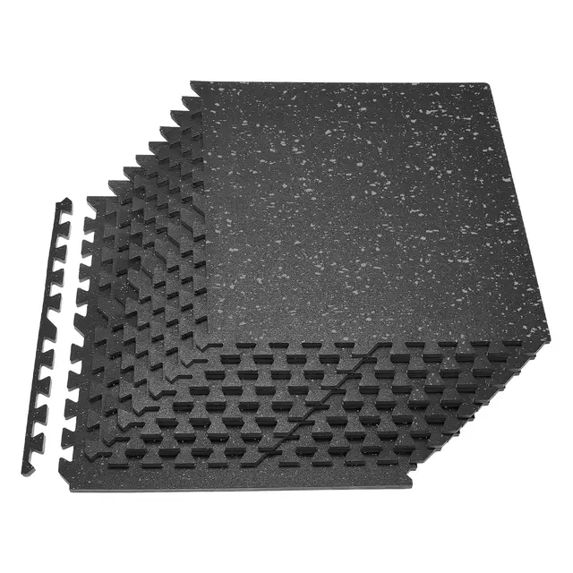 VEVOR Esterilla Puzzle 12 Piezas de 610 x 610 x 14 mm, Suelo Gimnasio de Goma EVA, Colchoneta de Ejercicios Alta Densidad con Puntos Grises Antideslizante Antigolpe Antiruido para Equipo Pesado, Casa
