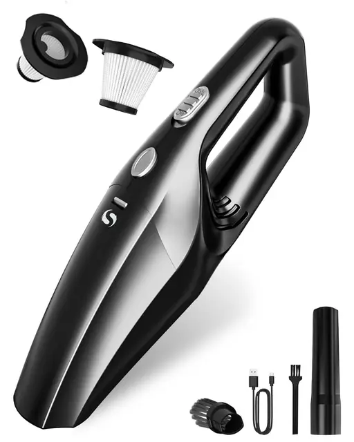 Aspirador De Mano Potente, Aspirador Coche Recargable, Aspiradora De Mano Sin Cable Pare Filtro HEPA, Mini Aspiradora para Hombres y Mujeres, Accesorios para Limpieza Interior