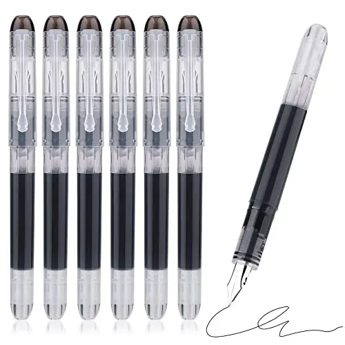 TIESOME 6 plumas estilográficas, tinta negra, punta fina, escritura suave, bolígrafos de caligrafía para bocetos, diarios, caligrafía, escuela y oficina, accesorios de regalo