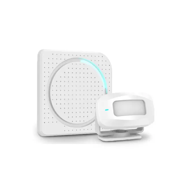 Aktivstar Sensor de Movimiento con Sonido Alarma para entradas/Sensor de Movimiento para Casa y Comercios,Timbre Inalámbrico para Puerta,Alarma de Seguridad,Detector de Presencia Portátil,(Blanco)