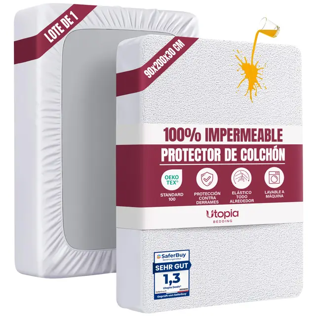 utopia bedding protector colchón 90x200