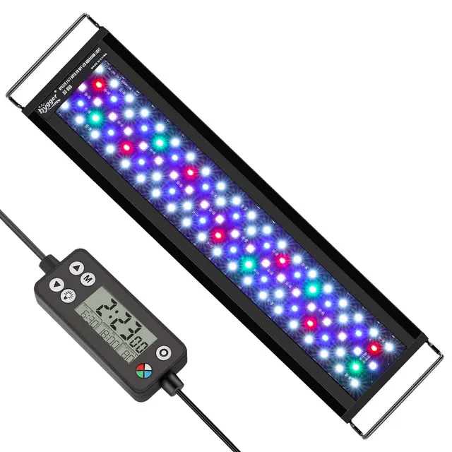 Hygger Luz Acuario,Luz Acuario Plantado,36W 24/7 Ciclo de Iluminación Luz LED Acuario con Espectro Completo con Monitor LCD, 7 Colores,Temporizador Ajustable,3 Modos para Tanque de 91-106cm
