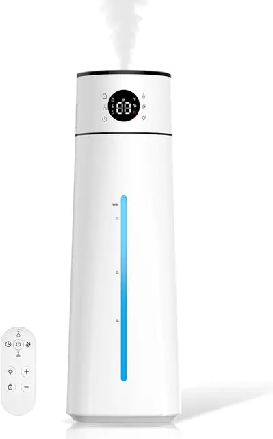 Humidificador de Aire 8L, Grande Humidificador Ultrasónico Top-Fill, 80H Duración, 24H Temporizador, Luz Nocturna, 25dB Silencioso para Bebés, Oficina, Plantas, Boquilla de Vapor Giratoria de 360°(B)