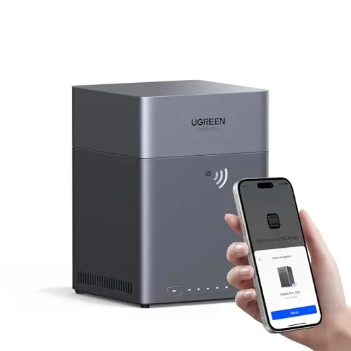 UGREEN NASync DH4300 Plus NAS de Escritorio 4 Bahías, Puerto LAN 2,5 GB, 8 GB RAM, Conexión NFC One-Touch, Álbum Familiar/Bebé AI, Nube Personal Hogar/Oficina (Sin Discos)
