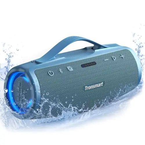 Tronsmart Mirtune S100 Altavoz Bluetooth 50W, Altavoz Portátil Potente, Resistente al Agua IPX7, Retractable Handle, 20H de Reproducción, Sonido Estéreo, Aux y Powerbank, Speaker con EQ para Exterior