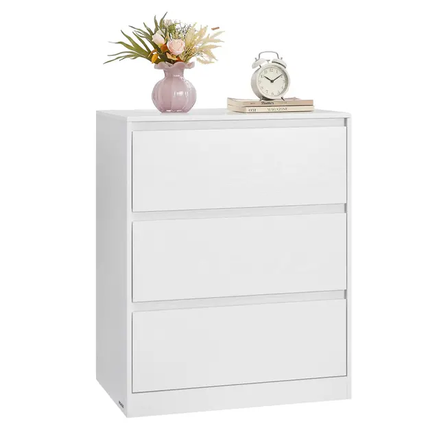 vasagle kailyn cómoda 3 cajones blanca