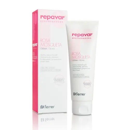 Repavar - Crema Hidratante Corporal - Rosa Mosqueta, Colágeno y Vitamina E - Repara, Nutre y Previene la Sequedad de la Piel - Atenúa Marcas Cutáneas y Proporciona Elasticidad - 125 ml