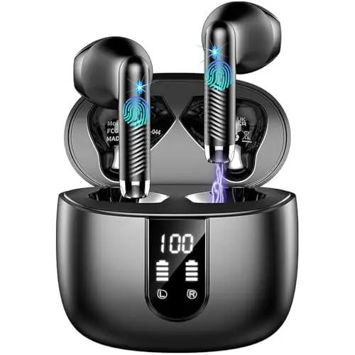 Auriculares Inalámbricos Bluetooth 5.4, 56H Auriculares Bluetooth con Sonido Personalizado vía App, 6 ENC Mics & HiFi Estéreo, Cascos Inalambricos Bluetooth con Control Táctil, IP7 Impermeable, USB-C