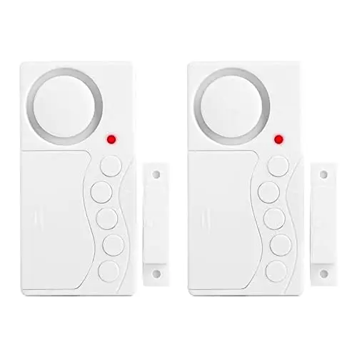 Alarma de puerta para congelador, 2 unidades de alarma de seguridad para el congelador, 3/15/30/60 segundos, retardo ajustable, sensor de apertura de puerta, alarma de refrigerador, según 108 dB 