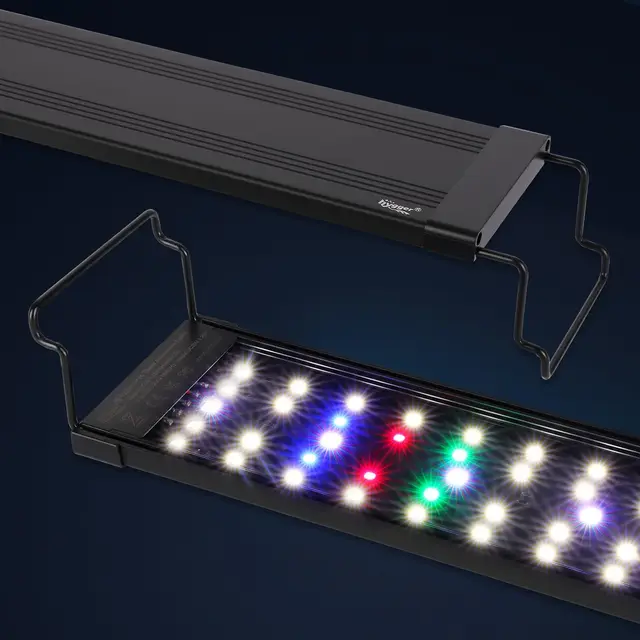 Hygger 15W Lampara Aquarium, Day-Night Dual Timer LED Luz Acuario, Iluminación para Acuario Adjustable Timer Brightness 9 Colors Fish Tank Light de 30-45cm Tanks