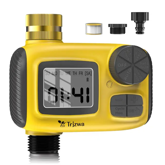 Pantalla LCD Programador de Riego Automático, Sistema de Riego Automático, con 3 Programas de Riego Independientes/Función de Retardo de Lluvia,Apto para Riego Césped/Patios