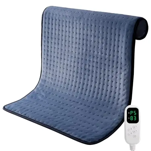 Manta Eléctrica, 60 x 80 CM Almohadilla Térmica Eléctrica para Espalda, Lumbar, Pierna, con Función de Apagado Automático y 6 Niveles de Temperatura, Lavable a Máquina Esterilla Electrica