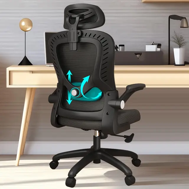 LEVIPE Silla de Oficina - Silla de Oficina Ergonómica con Soporte Lumbar, Reposabrazos, Reposacabezas Ajustable, Cómodo Respaldo Alto Silla de Ordenador Giratoria para el Hogar Oficina