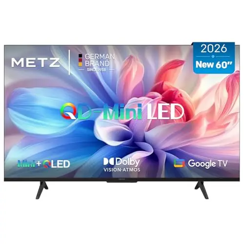 Metz 60” 4K Mini LED Smart TV (152 cm), QLED con MiniLED, HDR10+, Dolby Vision & Atmos, MEMC, Local Dimming, Chromecast Integrado, WiFi, Bluetooth, HDMI 2.1, Modo Juego, 60MNH7000Z (Modelo 2026)