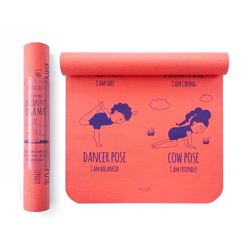 Myga Tapete de yoga para niños con estampado de seda, antideslizante, para ejercicio, fitness, yoga y atención plena, ligera, fácil de limpiar, para niñas y niños