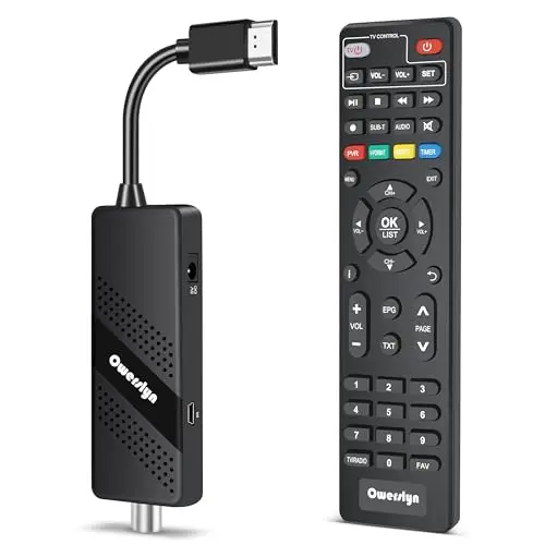 Decodificador TDT HD 2026 OWERSLYN, Receptor DVB-T2 TDT para TV Antigua, HDMI CEC, 1080P H.265 HEVC 10-bit, con Salida HDMI/AV, USB Mediaplayer, función PVR y Mando a Distancia IR 2 en 1