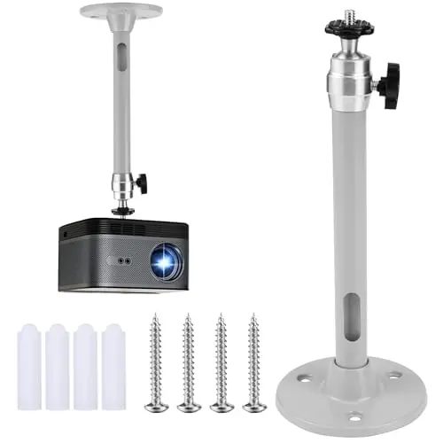 JSMTKJ Soporte Mini Proyector de Techo y Pared Universal - Aleación de Aluminio, Ajustable, Giro 360 Grados