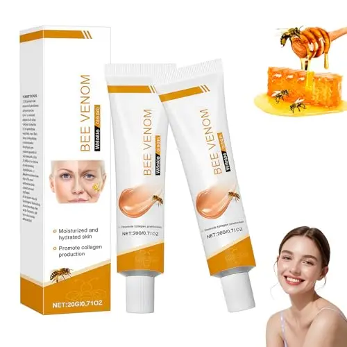 2PCS Crema Antiarrugas con Veneno de Abeja,Crema Facial Hidratante y Reafirmante Anti Edad,Cuidado Facial Nutritivo para Rostro y Cuello contra Arrugas y Piel Seca,para Todo Tipo de Piel