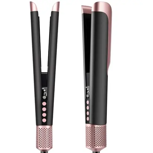 Plancha Pelo de Aire y Secador 2 en 1 - Planchas del Pelo Seco y Mojado, Sin Placa Calefactora/Sin Daños por Calor, 110.000 RPM Motor Brushless, 4 Temperaturas y 3 Velocidades, 1300W