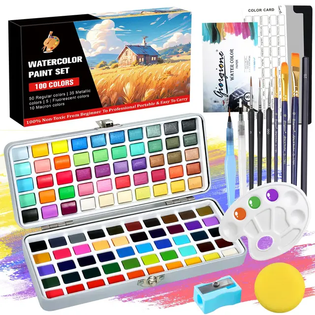 ucamp kit 100 colores acuarela estuche
