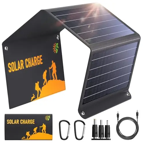 Panel Solar 30W, Cargador Solar Portátil (USB-C/USB/DC) 18V/3.6A de Carga Rápida, Compatible con Teléfono, Power Station, 24% Eficiencia, IPX4 Impermeable, para Camping y Emergencia Apagones