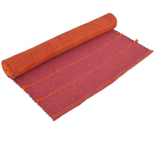 Esterilla de yoga 100% algodón orgánico antideslizante: ecológica, tejida a mano y extralarga (71 x 188 cm) para máxima comodidad y estabilidad con bolsa de transporte de algodón
