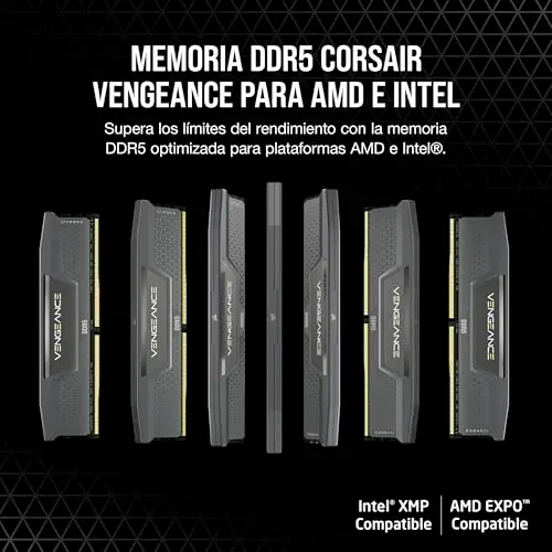 CORSAIR Vengeance DDR5 RAM 16GB (1x16GB) hasta 6000MHz CL36-44-44-96 1.35V AMD Expo Intel XMP 3.0 Memoria de Ordenador de Sobremesa – Gris (CMK16GX5M1E6000Z36)