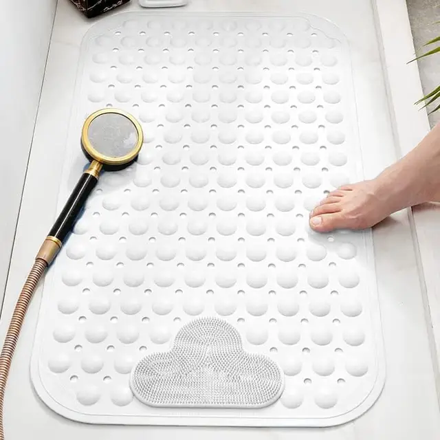 Alfombrilla de Ducha Antideslizante, 70 x 40 cm, Alfombrilla de baño Antideslizante con ventosas, Alfombrilla de Ducha para Masaje cómodo, Blanco