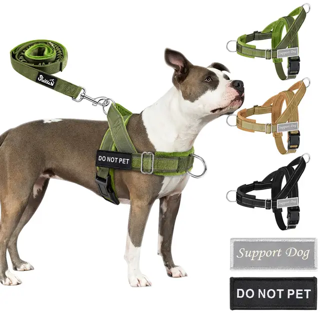 SlowTon Conjunto de Arnés y Correa para Perros, Sin Tirones, Ajustable en Cuello y Pecho, Arnés Antisofoco a Prueba de Escape, Correa de Perro de 5,9 pies, Táctico Militar
