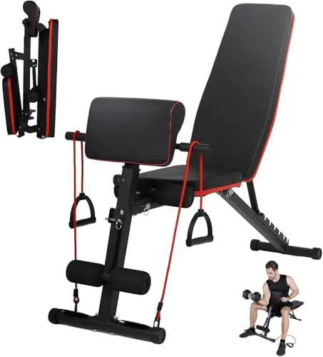 Banco de Pesas Ajustable y Plegable para Musculación, Banco de Entrenamiento Multifuncional para Gimnasio en Casa, Carga Máx. 250/300kg, con Banco Scott o Silla Romana de Hiperextensión