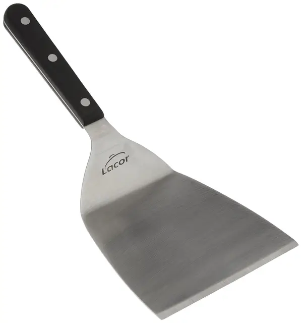 LACOR 60434 - Espátula de Cocina de Acero Inoxidable 12 x 27 cm, Utensilio Profesional Resistente, Apta para Lavavajillas, Mango Metálico Duradero